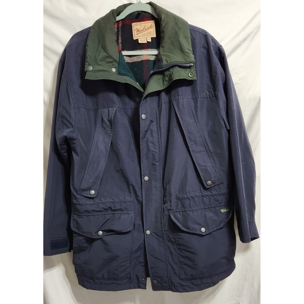 VTG EUC Woolrich Fieldstone Jacket Navy 6116 Lined Rugged Chore No Hood